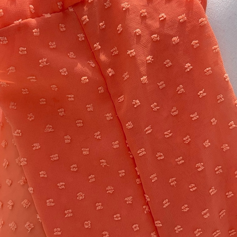 Sheer Orange Button Up Boho Collared Classic Beac… - image 7